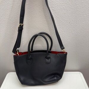 Womens Tote Bag Black Red Vegan Pebble Leather Purse